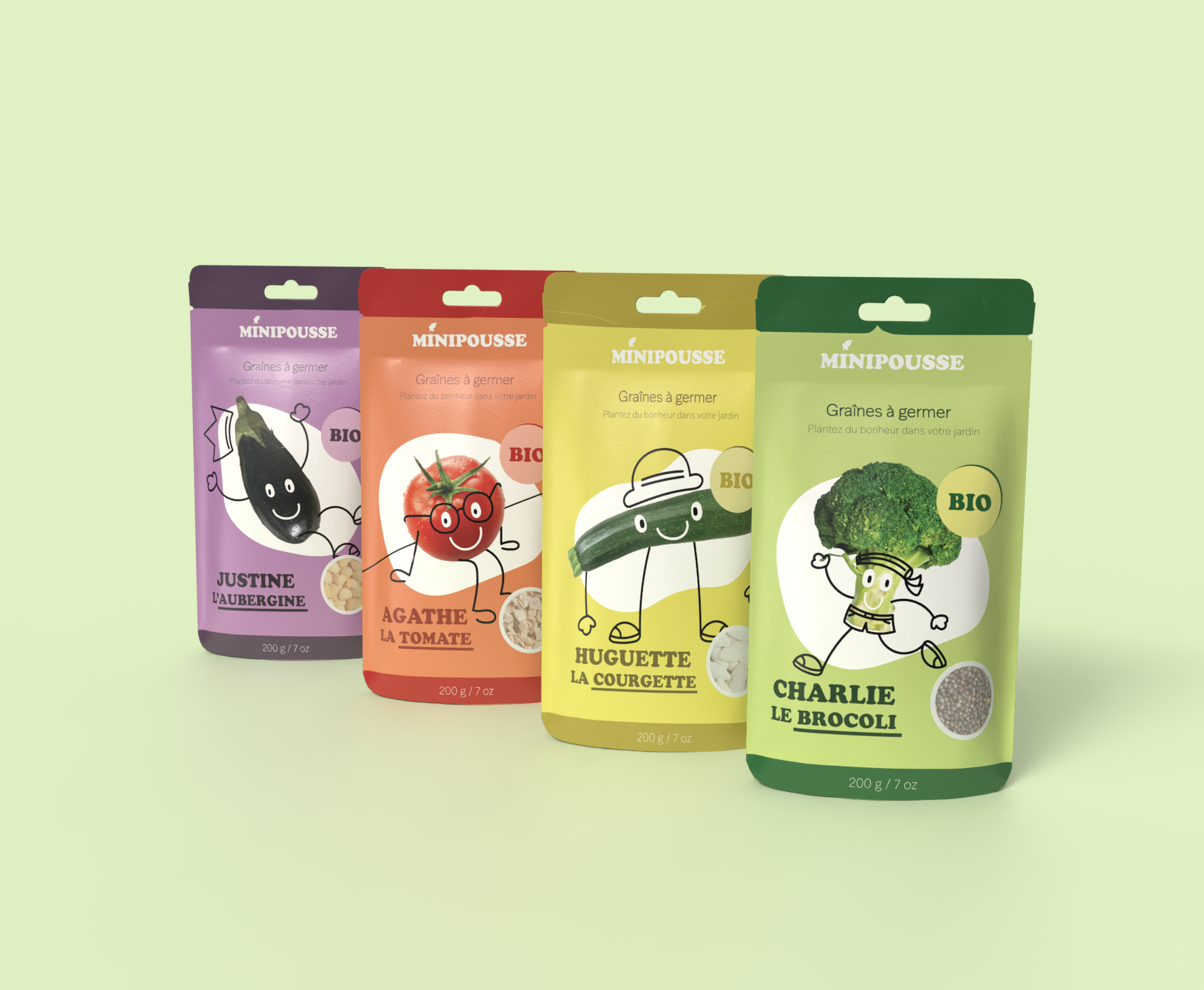 Sachets de graines bio colorés