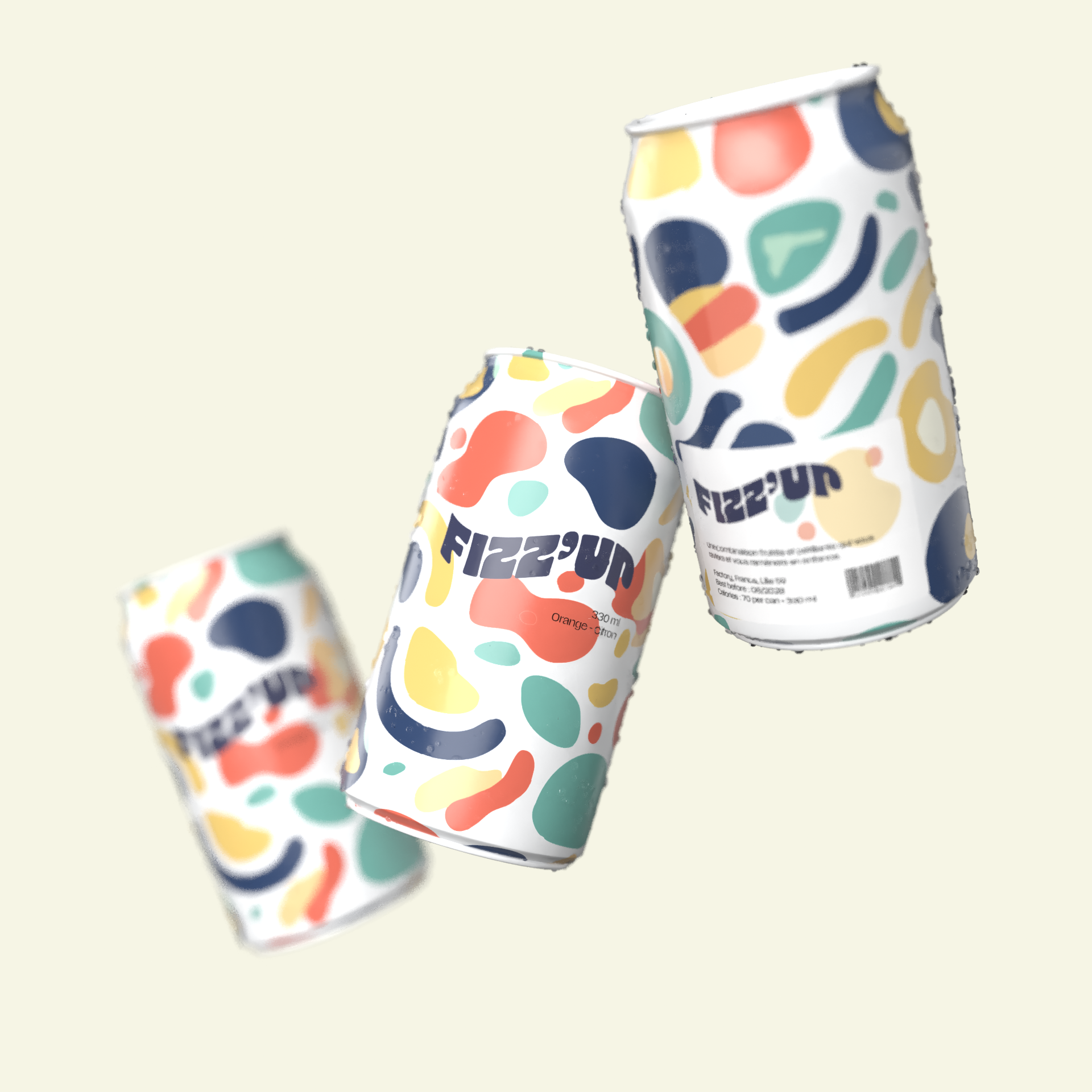 Canettes colorées de boisson gazeuse