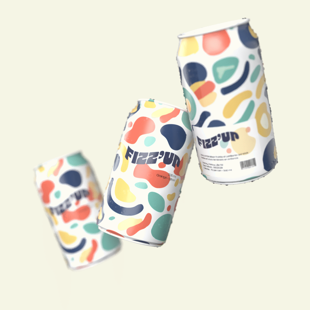 Canettes colorées de boisson gazeuse